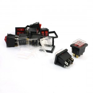 9 Pcs Red Indicator Lamp Dual SPST 6 Pins Snap In Rocker Switches w Cover