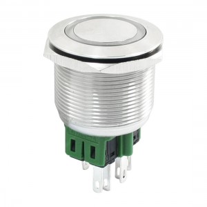 DC 24V Yellow Angel Eye Latching Stainless Steel Push Button Switch 25mm