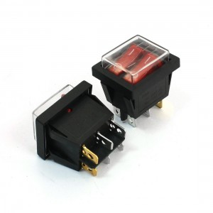 2pcs Dual SPST 2 Position 6 Pins Red Neon Light Waterproof Boat Rocker Switch