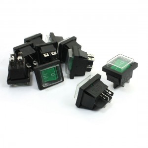 10PCS AC 125V/20A 250V/16A DPST ON/OFF Waterproof Rocker Boat Switch Green