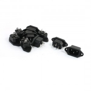 10Pcs Black IEC320 C14 3Pins Male Plug Power Inlet Socket 250V 10A