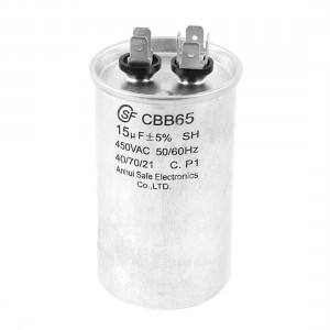 Metal Shell AC450V 15uF Polypropylene Film Motor Run Capacitor CBB65