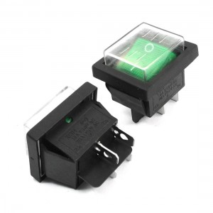 2pcs DPST 2 Position 4 Pin Green Button Waterproof Boat Rocker Switches
