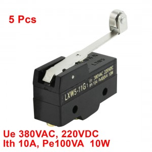 5 Pcs LXW5-11G1 Parallel Roller Hinge Lever Micro Limit Switch 380VAC 220VDC