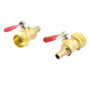 1/2" PT Male Thread to 8mm Hose Barb Red Lever Handle Brass Ball Valve 2 Pcs