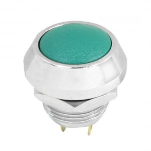 12mm Flush Mount SPST ON/OFF Momentary Green Round Push Button Switch AC250V 3A