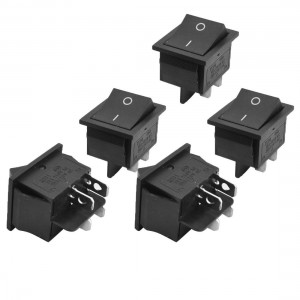 16A 250VAC 20A 125VAC 4 Pin Soldering DPST Snap In Boat Rocker Switches 5Pcs