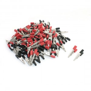 50Pairs Black Red Nonslip Grip Insulated Test Lead Crocodile Clips 2"