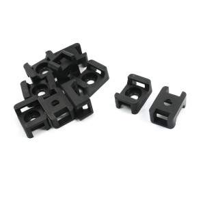 Black Saddle Shape 9mm Width Cable Tie Mount Wire Holder 10pcs