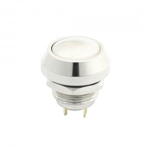 12mm Mounted Thread SPST Momentary Round Cap Push Button Switch Silver Tone