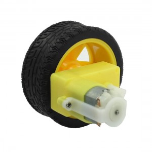 50RPM 3V 110mA Biaxial DC Geared Motor w Plastic Tire Wheel for DIY Robot