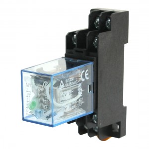 35mm DIN Rail DPDT 8Pin General Purpose Relay DC 12V Coil Green Lamp w Socket