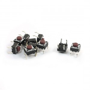 10Pcs 6 x 6 x 5mm Momentary 4Pin DIP Micro PCB Tact Push Button Switch