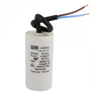 CBB60 AC 450V 10uF 5% Tolerance 2-Wired Motor Running Capacitor