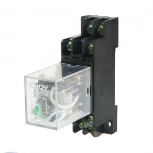 35mm DIN Rail DPDT 8Pin Green Light Electromagnetic Power Relay DC 24V 5A