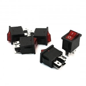 5 Pcs Red Indicator 2 Pin ON/OFF DPST Snap in Rocker Switch 6A 250VAC 10A 125VAC