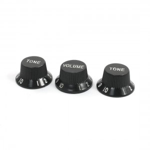 Black Round Guitar Voice Adjustable Rotary Volume Knobs 0-10dB 3 Pcs