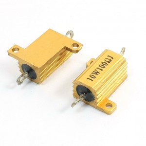 2 Pcs 10Watt 100 Ohm Gold Tone Aluminum Housed Clad Wirewound Resistor