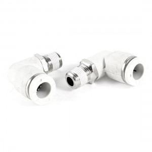 2 Pcs Pneumatic Connectors 8mm to 10mm Male Thread 90 Degree Quick Fittings