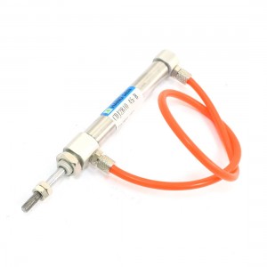 10mm Bore 45mm Stroke 1Rod Pneumatic Cylinder w Orange Red Air Compressor Tube