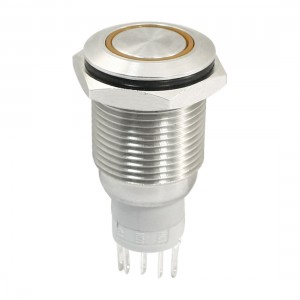 12V Orange Illuminated LED 16mm Stainless Momentary Button Switch SPDT