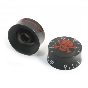 0-10dB Range Scale Skull Print Black Clear Plastic Guitar Rotary Knob 2Pcs