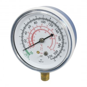 Houshold Office Blue Shell 10mm Male 0-220psi Round Compound Gauge