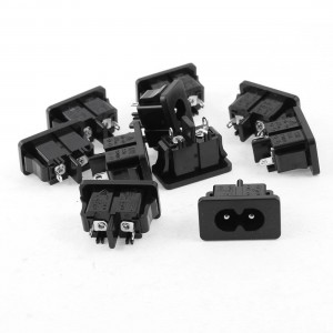 10 Pcs Panel Mount Male Plug IEC320 C8 AC Power Socket AC 250V 2.5A