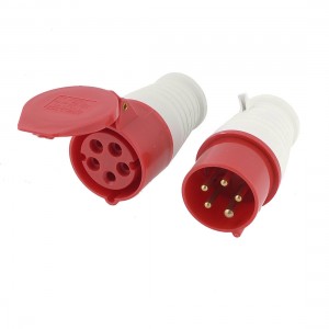 Waterproof IEC309-2 3P+N+E Industrial Plug Socket Red AC 220-240V 16A ZZ-215