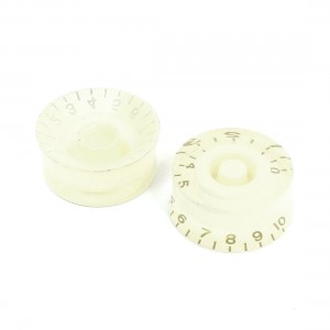 2 Pcs White Clear Plastic Insulating Guitar Voice Rotary Knob 0-10dB