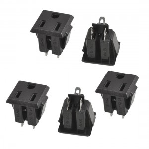 5 Pcs US 3 Pins Panel Mounted Power Socket Plug AC 125V 15A