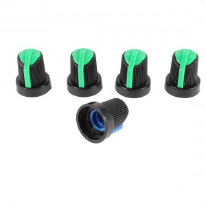 5 Pcs 6mm Dia Inner Hole Nonslip Potentiometer Knob Blue Green Black