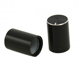 5 Pcs 9.4mm x 14mm Black Aluminum Knobs for Sound Equipment