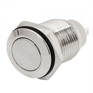 16mm Threaded SPST Latching Silver Tone Pushbutton Switch AC 250V 3A