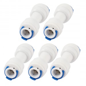 5 Pcs Plastic 6 7mm to 6 7mm Push in Water Dispenser Quick Adapter