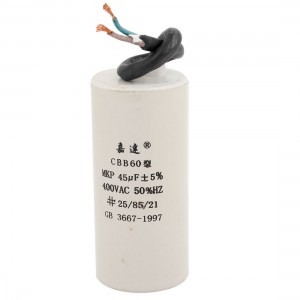 CBB60 Polypropylene Film Motor Run Capacitor 400VAC 50/60Hz 45UF