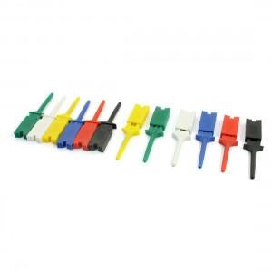 12Pcs PCB SMD IC Mini Colored Plastic Flat Test Hook Clip Grabber Probe Jumper