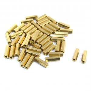 M3x15mm Hexagonal Female Threaded Brass Standoff Spacer Pillars 50 Pcs