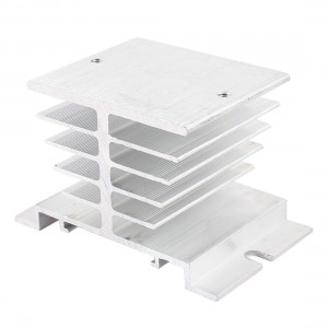 Silver Tone Aluminum Solid State Relay Heat Sink 80mmx50mmx50mm