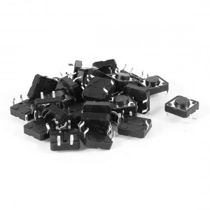 30 PCS 12mmx12mmx5mm Round Button 4 Pin Momentary Tact Tactile Switch Black