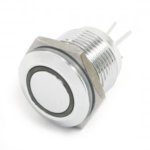 24V 3A 16mm Thread Green LED Angle Eye SPST Momentary Flat Push Botton Switch