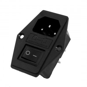 AC 250V 10A 3 Terminals Rocker Switch C14 Inlet Male Power Plug