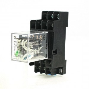 MY4NJ DC 24V Coil 3A Electromagnetic Relay 14 Pin 4PDT 4 NO 4 NC + Base Socket