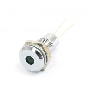Flat Head 2.7V 0.2A 8mm Mounted Power Illuminated Green LED Lamp