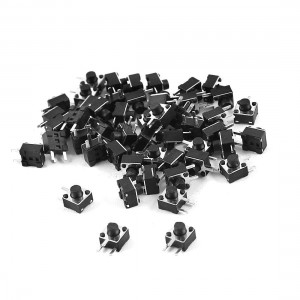 50 Pcs PCB Mounted Momentary 3-pin Tact Pushbutton Switch 4.5x4.5x4.5mm Black