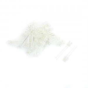 50Pcs 5 x 5mm 2Pin Soldering Round Head White LED Light Diodes DC3V 500mA