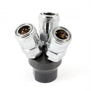1/4PT Thread Dia Three Splitter Quick Adapter Connector for Air Compressor