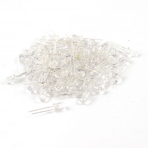 100 Pcs 5mm Diameter Head White LED Light Emitting Diodes