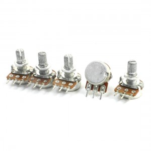 5Pcs B20K 8mm Metal Rotating Shaft Single Linear Taper Potentiometers