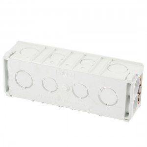 Light Gray Plastic 178mmx 65mmx 45mm 4 Gang Rectangle Shape Pattress Back Box
